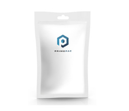 White 3-Side Sealed Pouch with Primepac Logo on it
