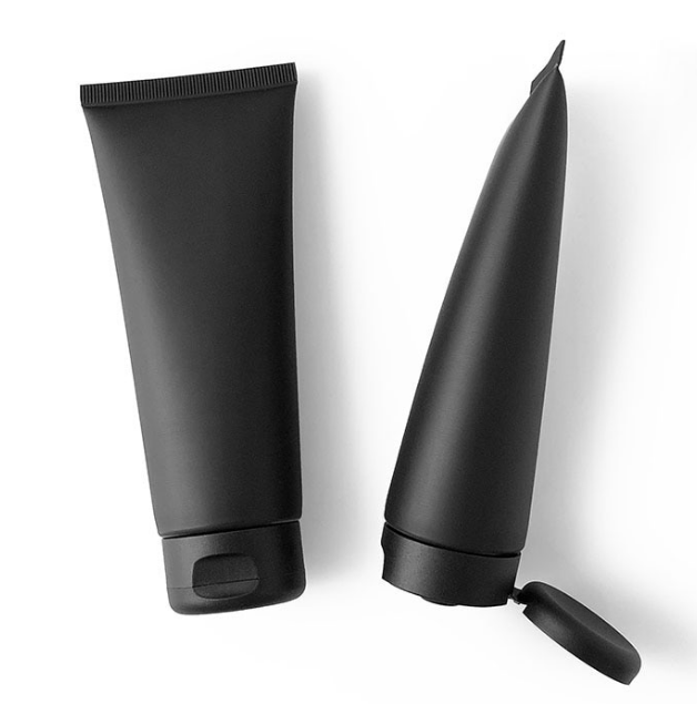 Two Black cosmetic tube of blank surface