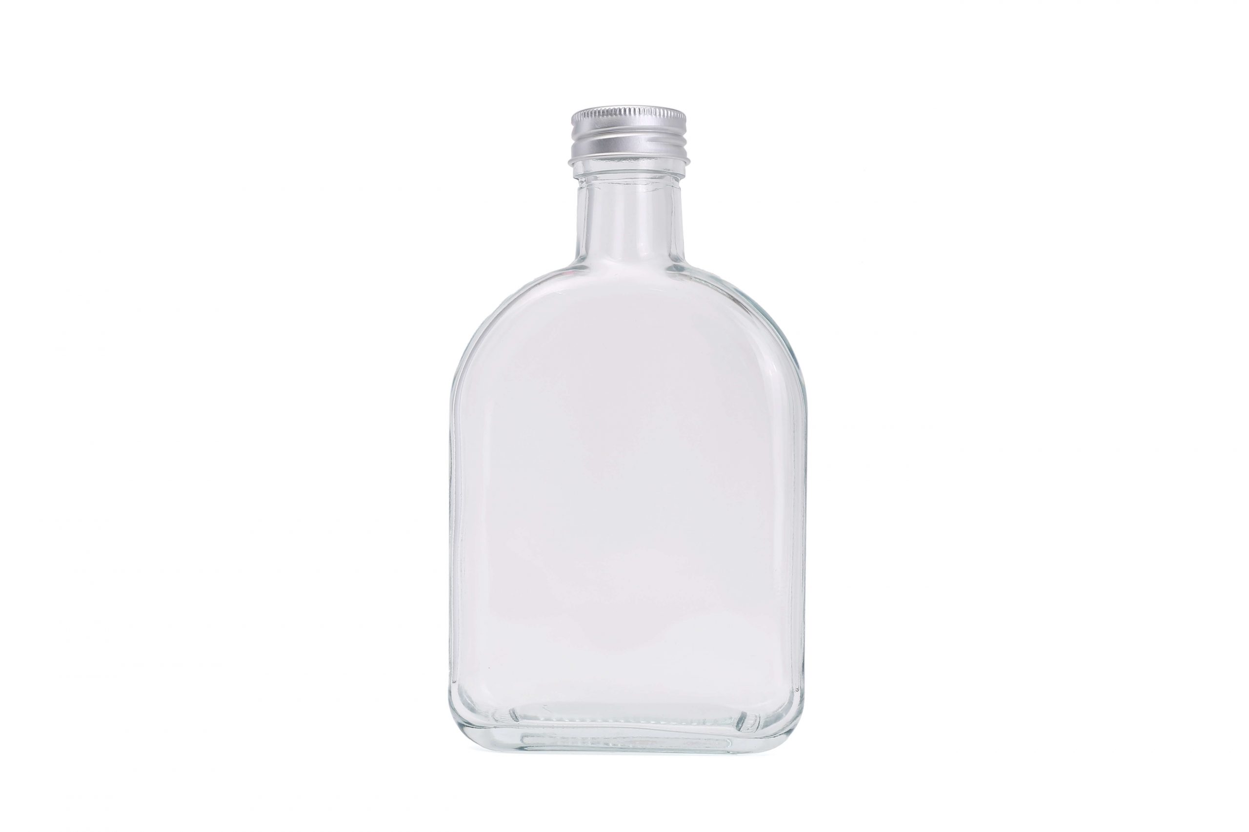 flat shape whiskey flask bottle with aluminum cap (1)