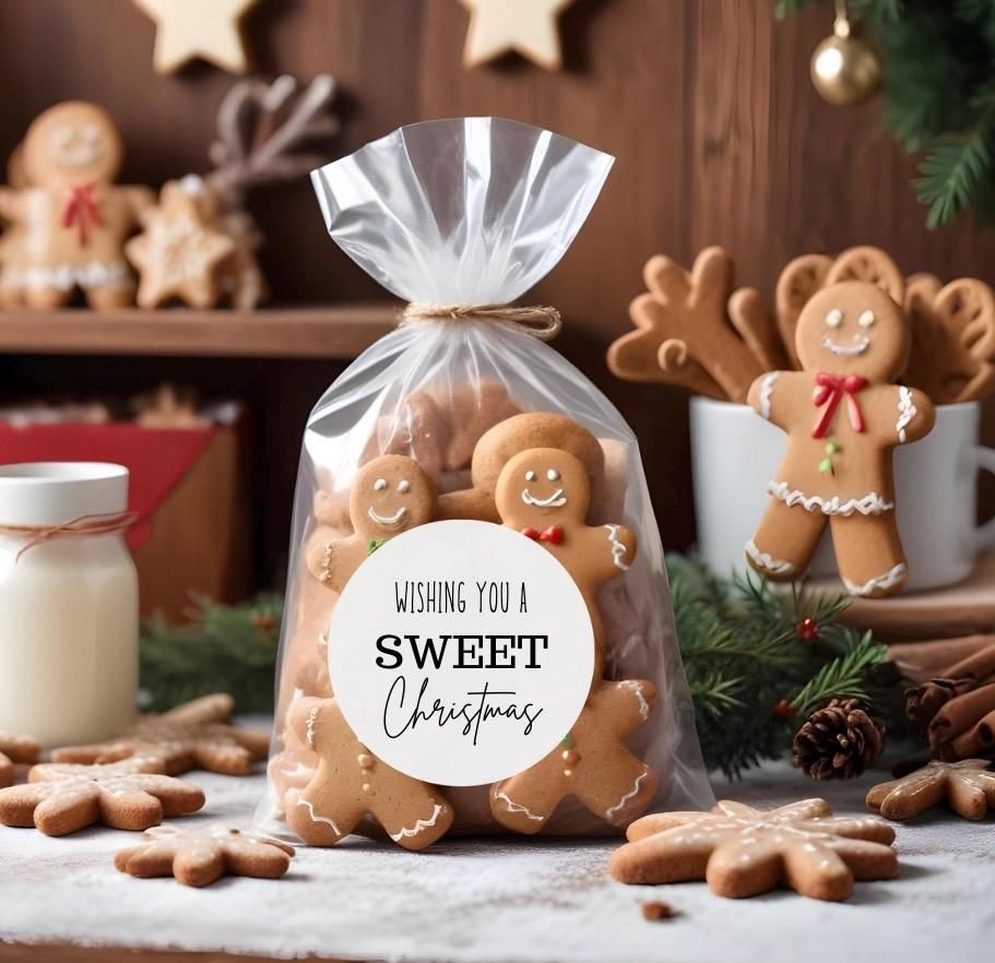 Christmas Holiday Label on a Biscuit Pouch