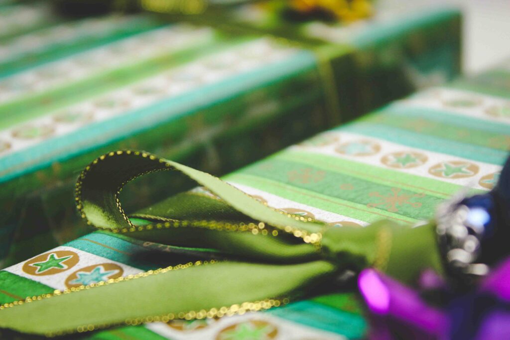 custom green Christmas ribbon