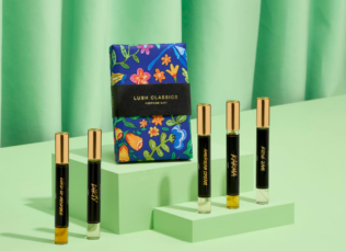 Lush travel-size perfume set with assorted small perfume bottles