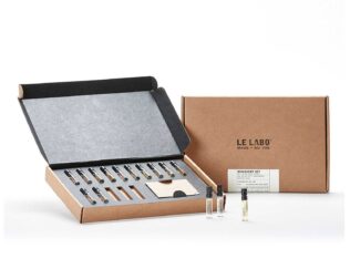 Set with mini vials in a box with foam inserts